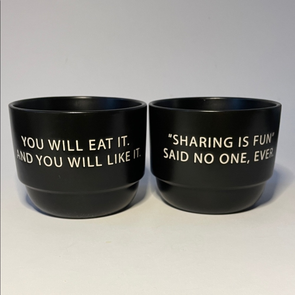 BOSTON WAREHOUSE Set of Black Ceramic Whimsical Quote Bowls | Kitchen  Dining